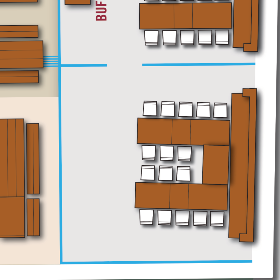 <b>Wintergarten 3</b> <br> U-Tafel <br><i>(Max. 20 Personen exkl. Buffetplatz)</i>