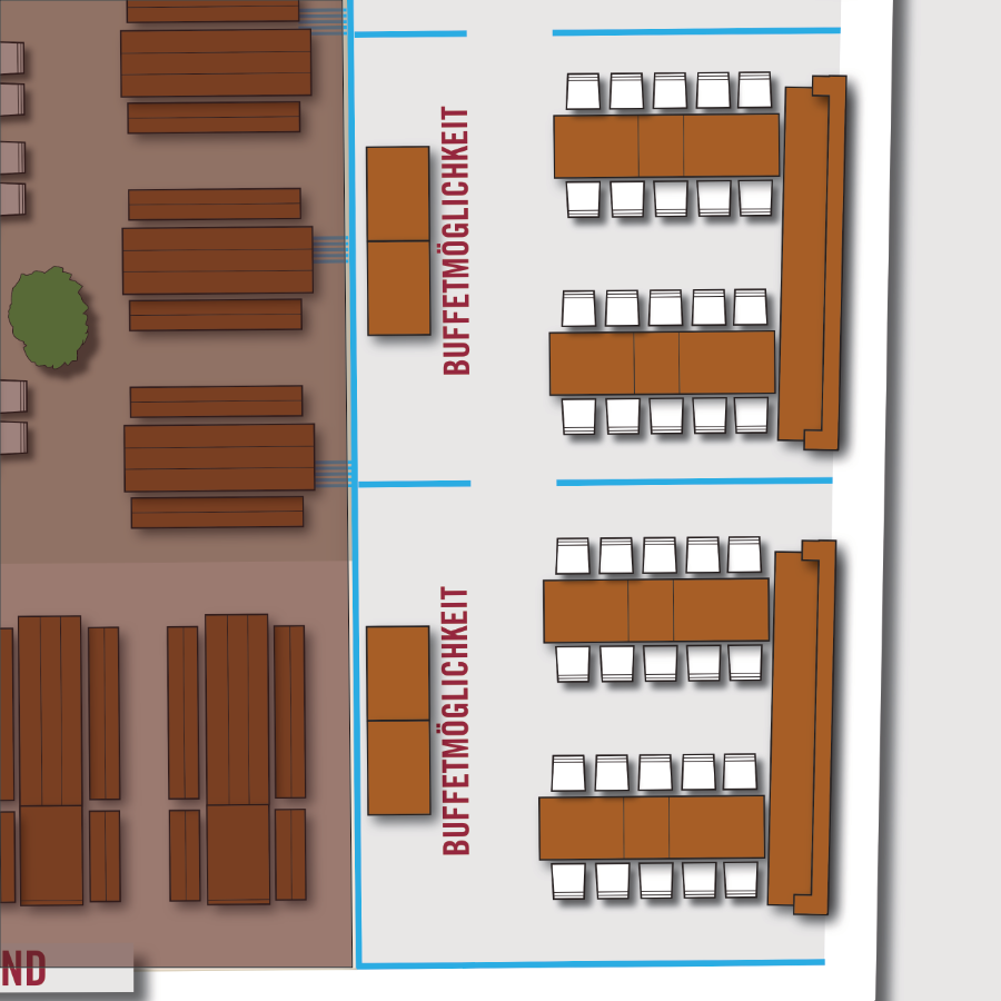 <b>Wintergarten 2 & 3</b> <br> br> <i>(Max. 44 Personen inkl. Buffetplatz)</i>